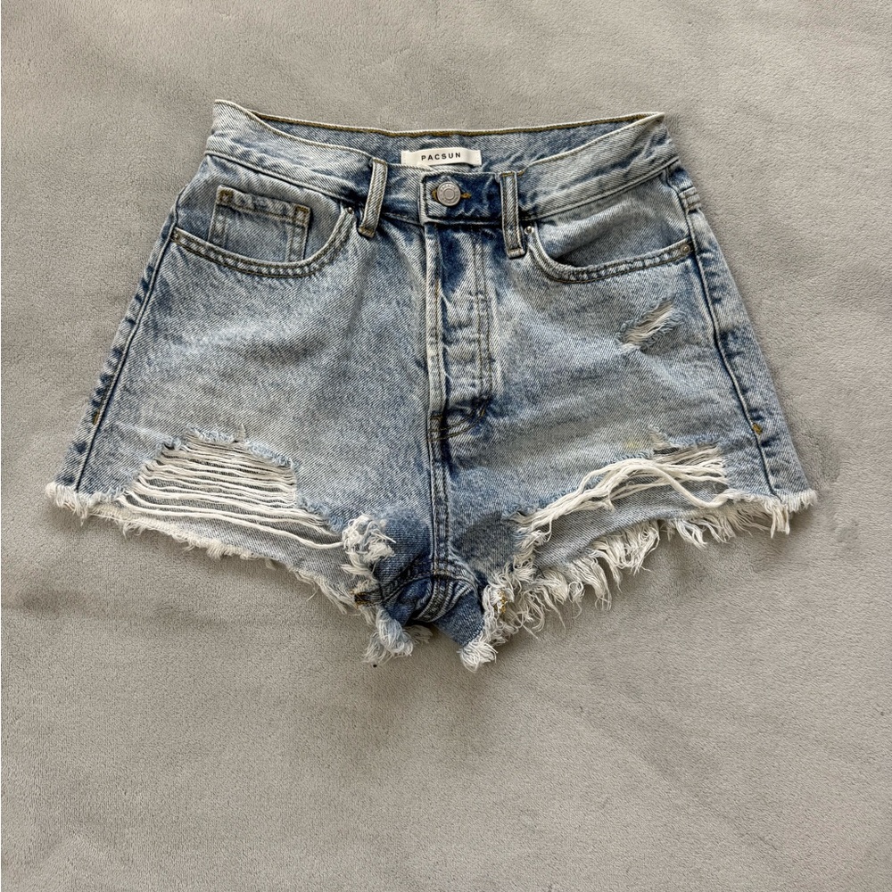 PacSun Blue Jean Shorts High-Waisted Distressed